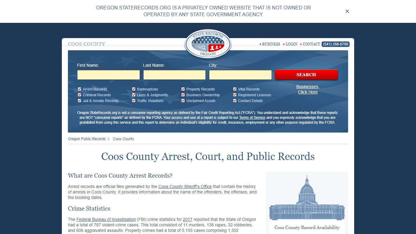 Coos County Arrest, Court, and Public Records