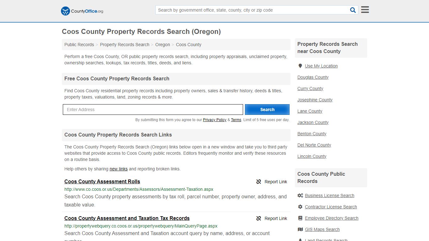 Coos County Property Records Search (Oregon) - County Office