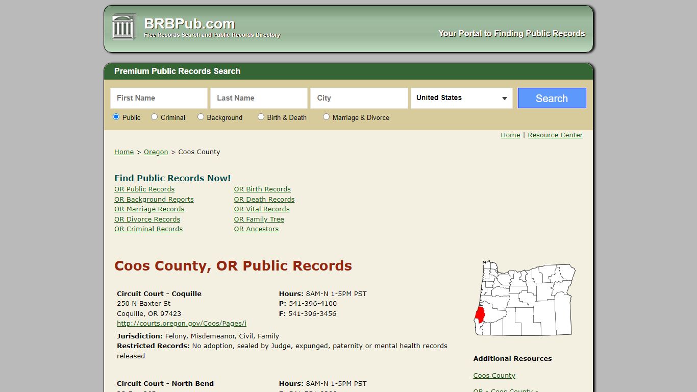 Coos County Public Records | Search Oregon Government Databases
